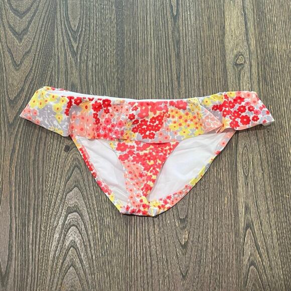 Victoria's Secret Swim Ruffle Bikini Bottom Cheeky Floral Pink/Yellow Size S - Picture 1 of 5